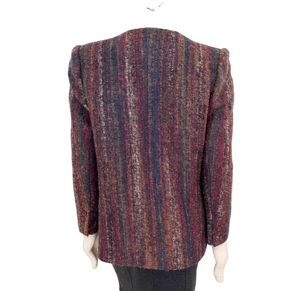 VTG SASSON Boucle Knit Structured Blazer  Mohair Wool  SZ 12 - Picture 7 of 11